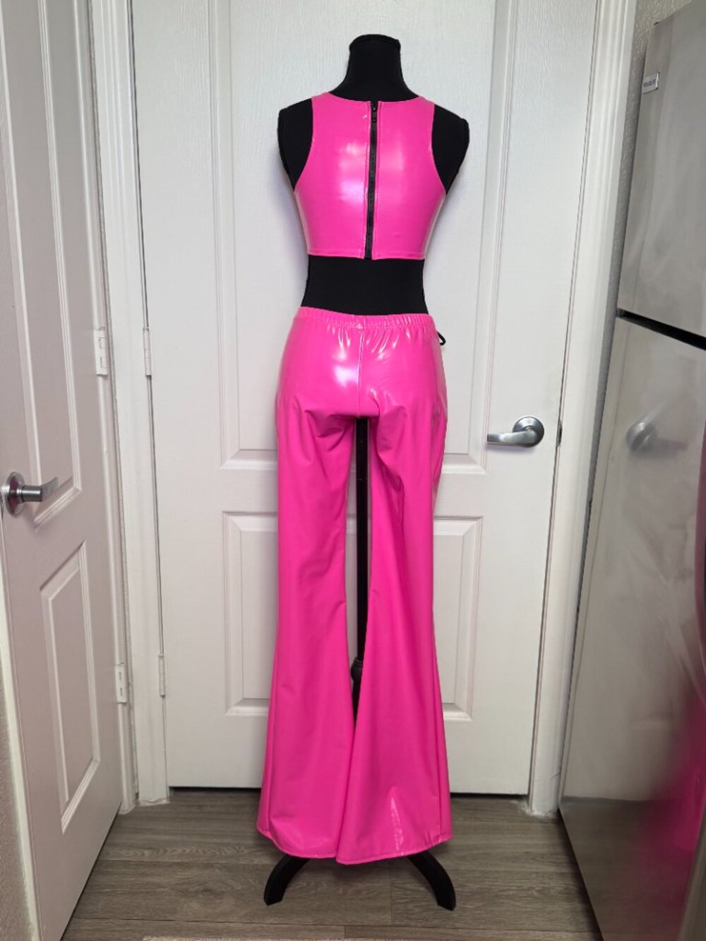 Valentine Y2K Hot Pink Lace Up 2 Piece Set – Made in USA – S/M Top M/L Pants - Picture 5 of 8
